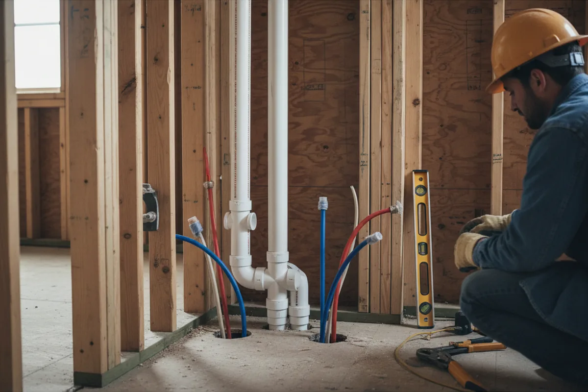 Drain and supply rough-in during Drain Cleaning in Pinckney