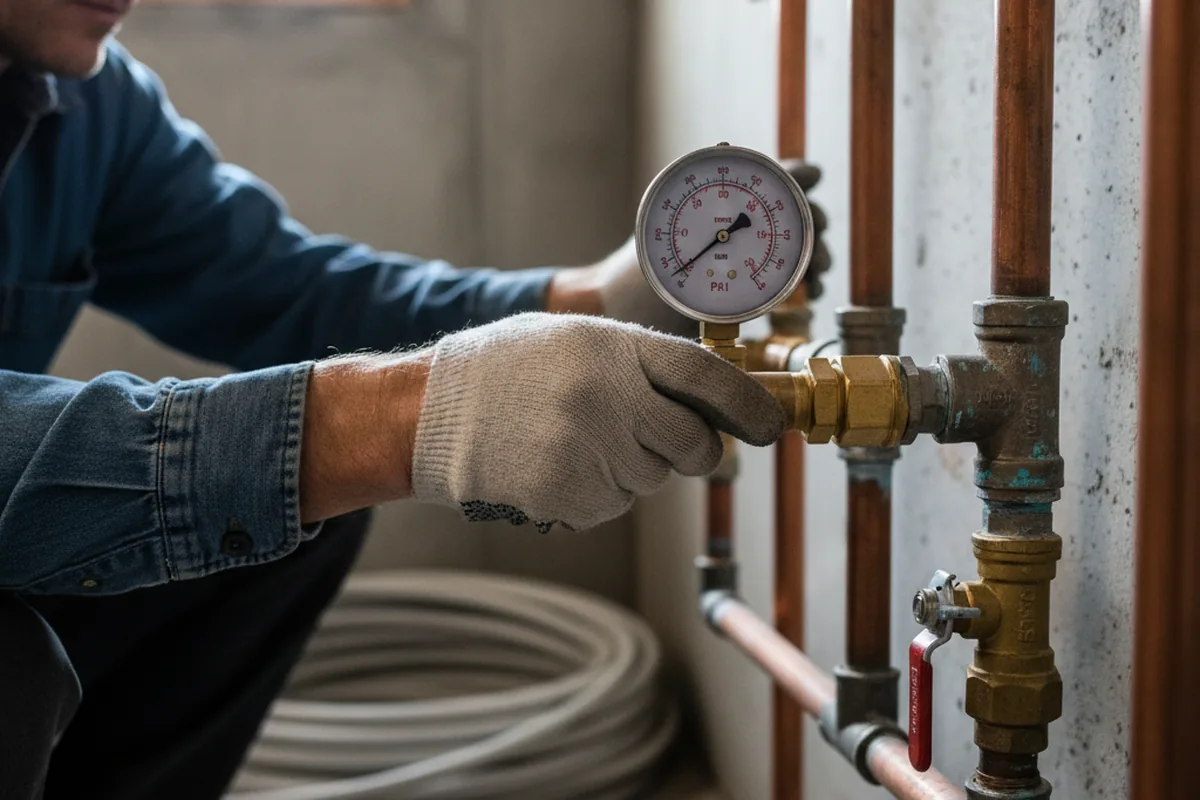 Pressure testing a repaired line during Water Line Repair in Pinckney